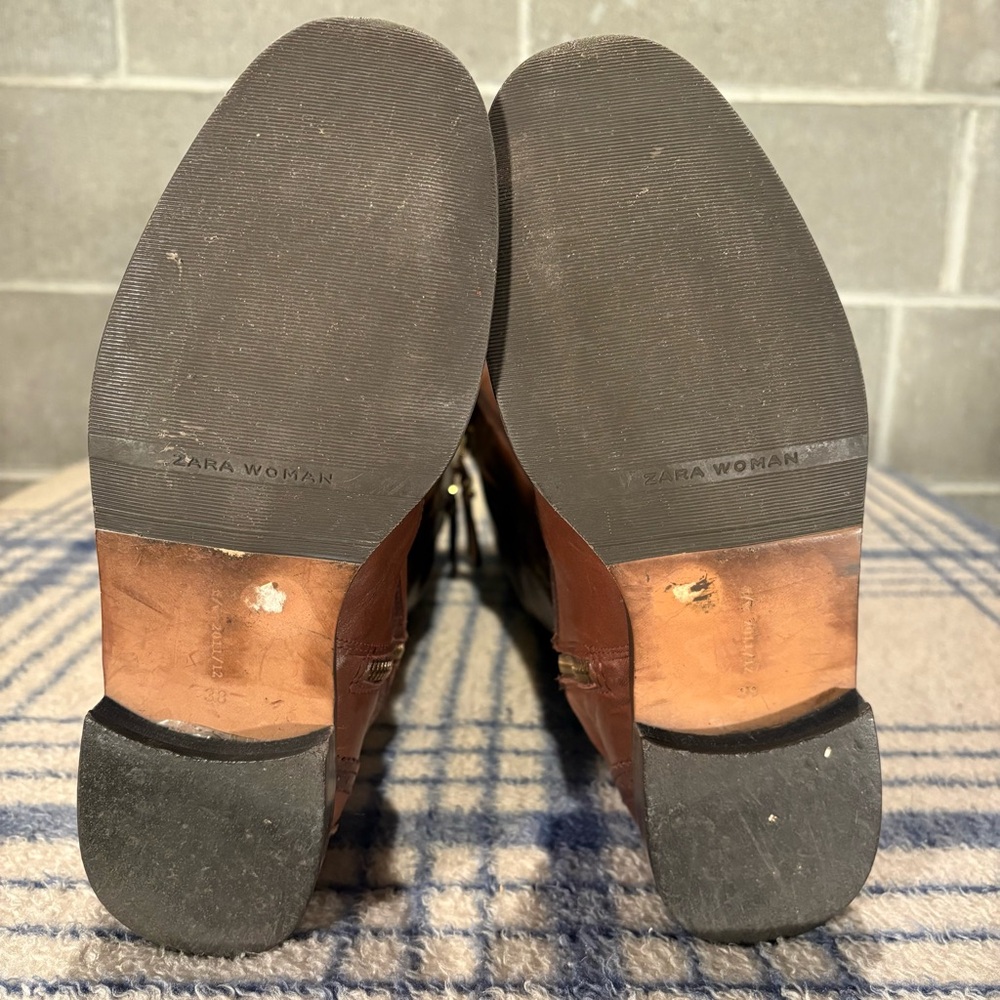 Zara tall leather riding boots. - Picture 7 of 13